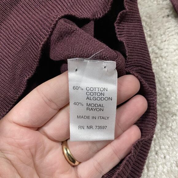 Raffi Sweater Mens L Burgundy Made Italy Cotton Modal Long Sleeve Knit Polo - Picture 4 of 8